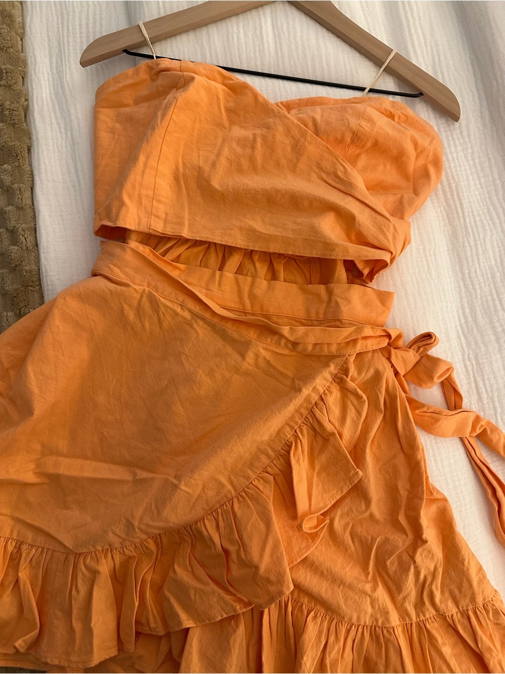 Free People Strapless Peach Mini Ruffle Dress - Picture 12 of 13